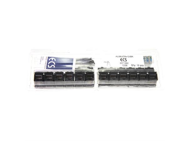 ECS Keystone jack UTP  C6 12-pack SVARTA