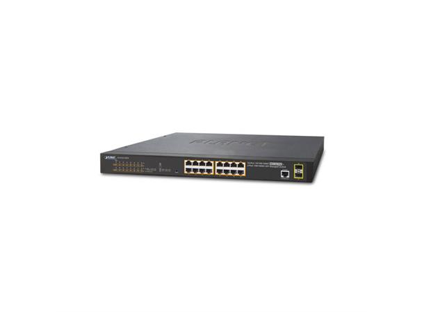 PoE+ Switch 16-port 10/100/1000B/T+2xSFP Planet: Managed IPv4/IPv6 