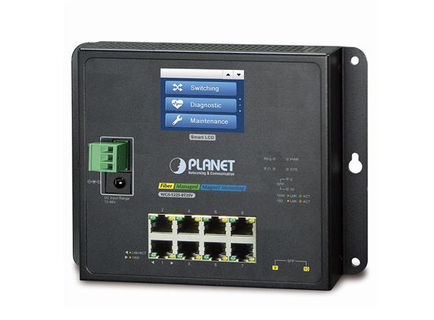 Industriell Switch 8-Port 1000T PoE + SFP 2-Port 100/1000X, LCD, Wall-mount