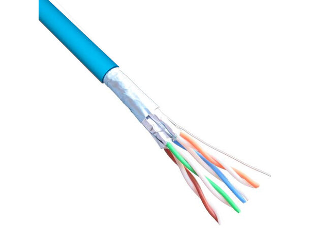 ECS kabel F/FTP C6A LSZH 500m trumma BLÅ RAL5015 