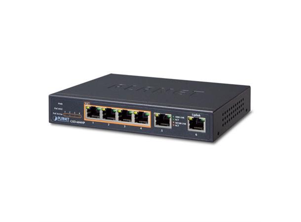 PoE Switch 4-Port 10/100/1000T 802.3at 2-Port 10/100/1000T Desktop