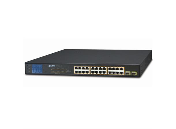 PoE+ Switch 24-Port 10/100/1000T + 2xSFP LCD Monitor 802.3at 300W