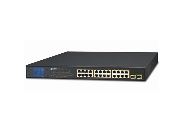 PoE+ Switch 24-Port 10/100/1000T + 2xSFP LCD Monitor 802.3at 300W 