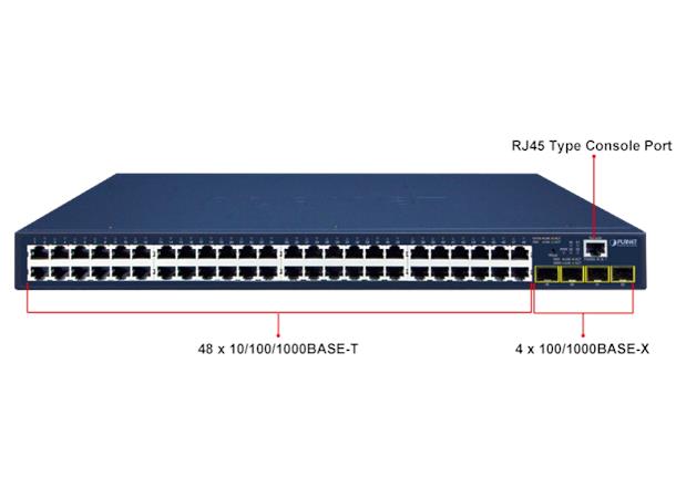Switch 48-port 10/100/1000B/Tx 4xSFP Planet: Managed IPv4/IPv6, SFP100/1000 