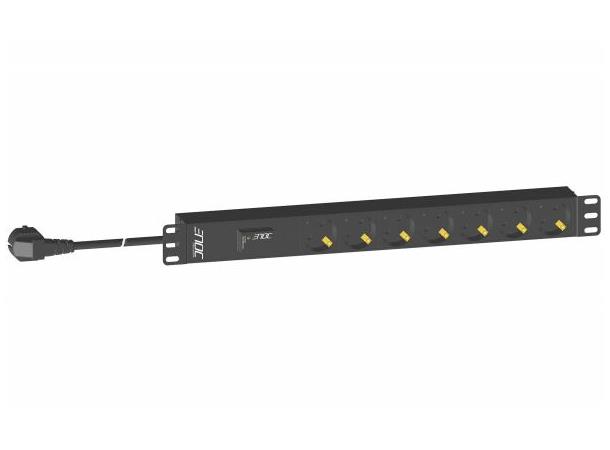 Enoc Ellist 19" 7 uttag ÖSS 3,0m kabel Överspänningsskydd Schuko 