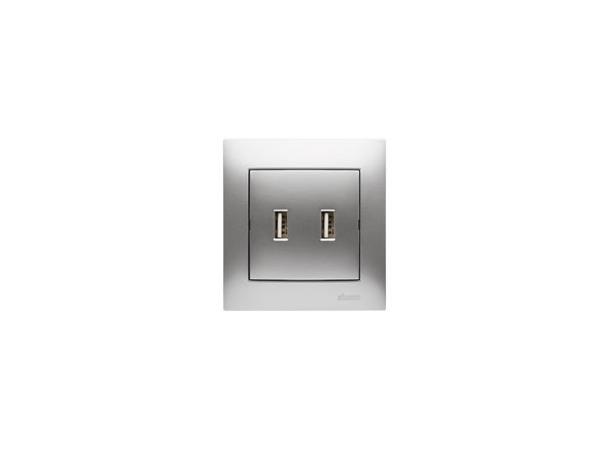 Uttag 2xUSB Aluminium 