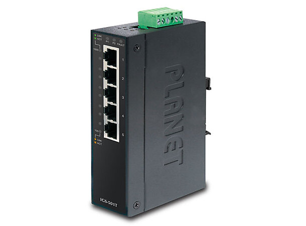 IP30 Slim type 5-Port Industrial Gigabit Ethernet Switch (-40 to 75 degree C)