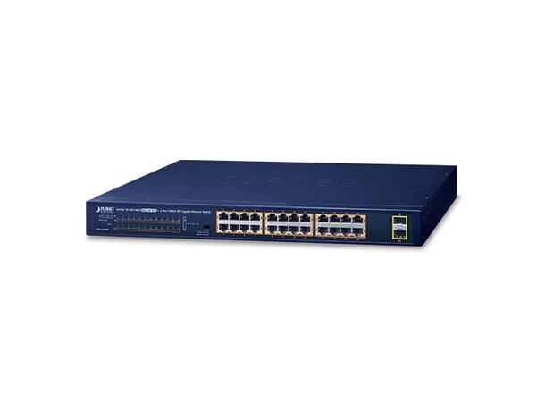 PoE+ Switch 24-port 10/100/1000B/Tx Planet: 802.3at + 2-Port 1000X SFP 