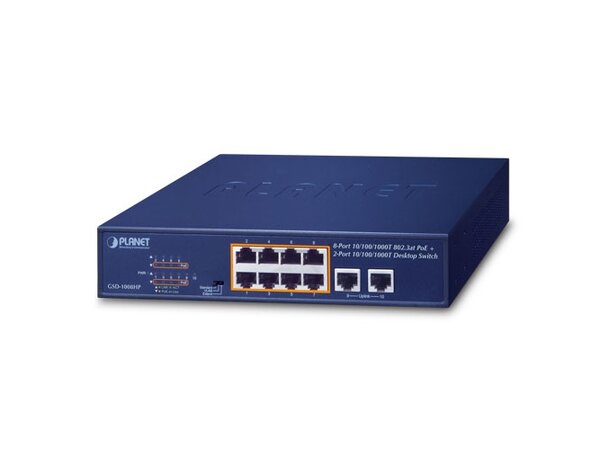 PoE+ Switch 8-Port 10/100/1000T 802.3at +2-port 10/100/1000T 10” 120 watts 