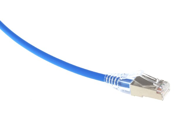 ECS  Slim patch Cat.6A STP Blå  0,5m Skärmad, AWG28 LSZH 