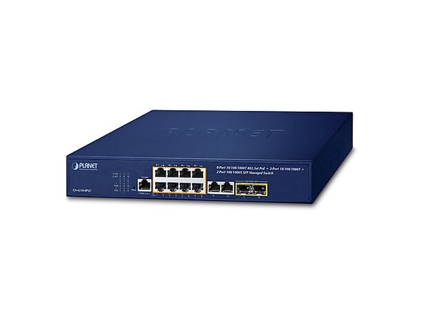 PoE+ Switch 8-port 10/100/1000B/T+2xSFP Managed 802.3at, IPv4/IPv6 