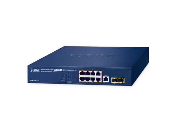 PoE+ Switch  8-port 10/100/1000B/T+2xSFP Managed IPv4/IPv6 95W 19"vinkl.