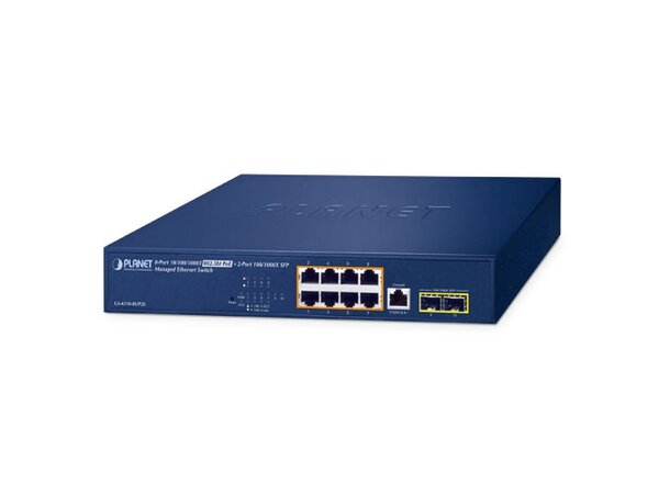 PoE+ Switch  8-port 10/100/1000B/T+2xSFP Managed IPv4/IPv6 95W 19"vinkl. 