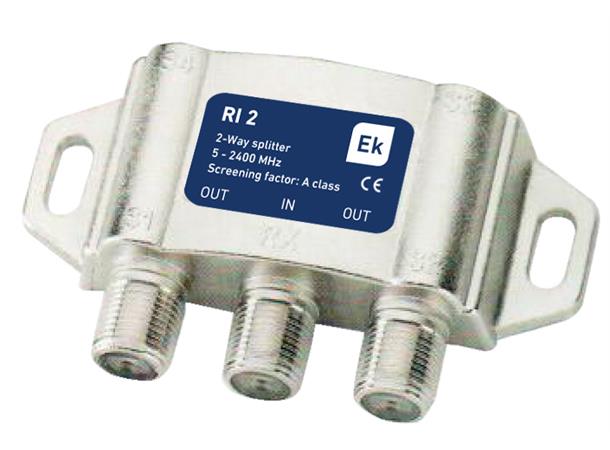 Satellit/terrestrial splitter 2-way 2400MHz, DC pass, F port på ena sidan 
