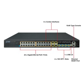 Switch Layer 3 24-Port 10/100/1000T 10G Planet: