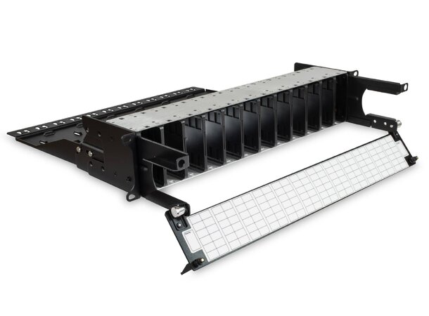 AFL U 12-slots panel för Kassett 2HE 19" ink. front och kabelhylla, MPO MTPK 