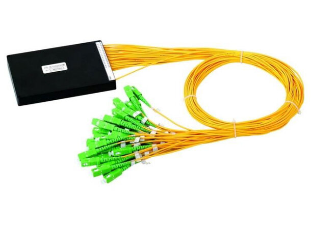 ECS PLC Splitter 2mm 1x16 SC/APC 1,5m Fanout 0,5m, G657A2, ABS Box 