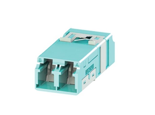 ECS skarvstycke LC duplex w/o flange AQ Inbyggd dammlucka Aqua OM4/3 