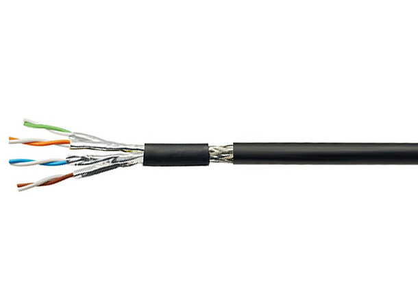 Netconnect kabel S/FTP C7 LSZH svart 23AWG, 600Mhz, 500m/trumma 