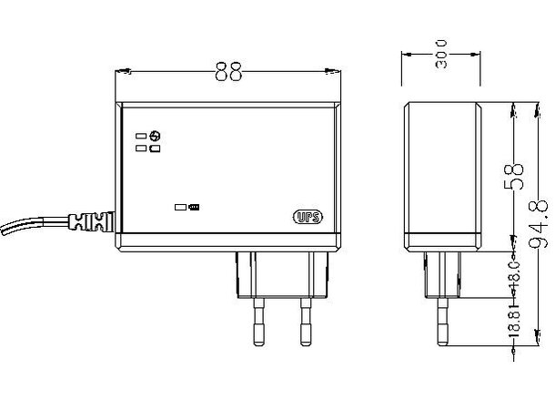 UPS PSU Nätagg 12V 1A 2600mAh