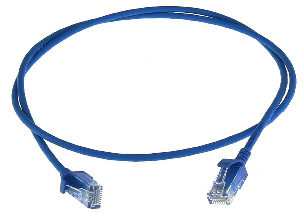 ECS Slim patch C6 U/UTP Blå  1,0m AWG28 LSZH Oskärmat 