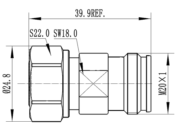 RFS Adapter 4.3-10 Male to 4.3-10 Female Straight