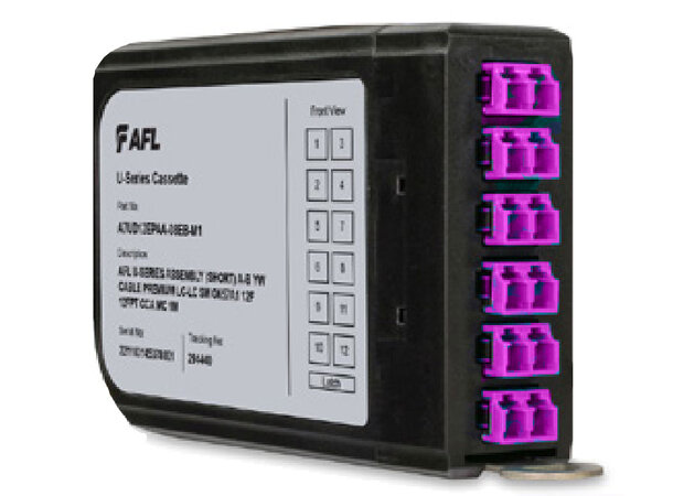 AFL U kassett OM4 1x12 MPO 6xLCD rak MPO Elite male Type A 12-fiber EV Base12 