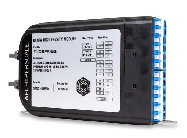 AFL U kassett SM 1x12 MPO 6xLCD Rak MPO Elite male Type A 12fiber OS2 Base12 