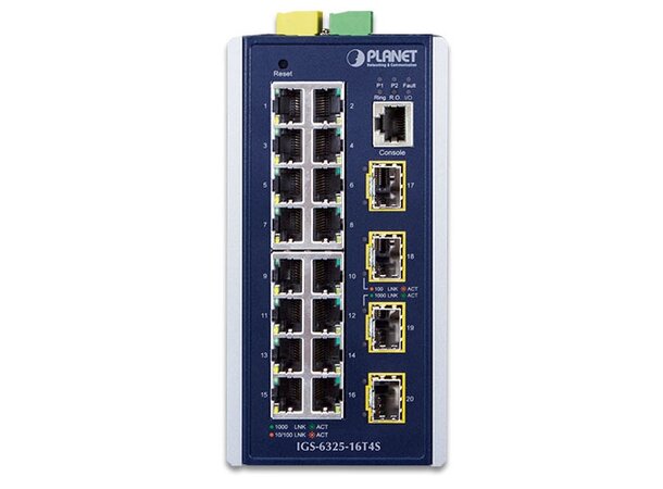IP30 Industrial L3 16-Port 10/100/1000T Planet: 