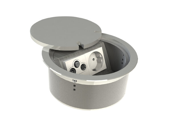 Golvbox Rund Alu Dubbel 9902A 2 modulplatser 