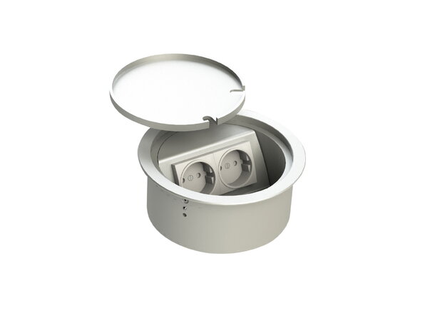 Golvbox Rund Alu Dubbel 9902A 2 modulplatser 