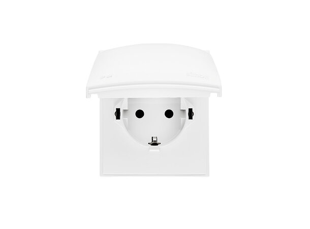 Vägguttag enkel X4 IP44 utv, skruv, 16A Vit 