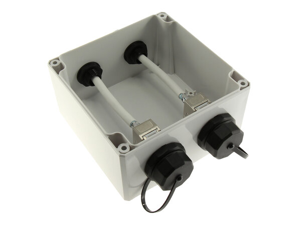 ECS IP68 Uttagsbox 2-port STP C6A Komp Inkl förskruvning, täcklock 