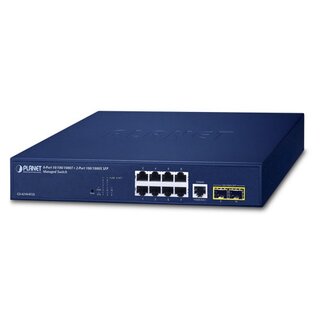 Switch  8-port 10/100/1000B/Tx 2xSFP Planet: 19" fästen ingår