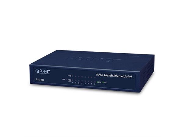 Switch  8-port 10/100/1000B/Tx Planet: extern power