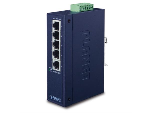 Industriell Switch 5-port 10/100B/Tx Planet: -40 till 75 grader C IP30