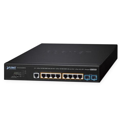 PoE+ Switch 8-Port 10/100/1000T PoE 4x802.3bt, 4x802.3at, 2x10G SFP ...