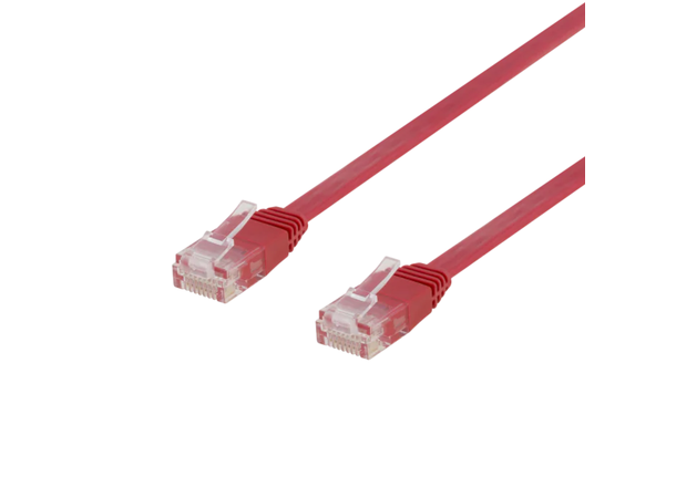 U/UTP Cat6 patchkabel, flat, 2m, 250MHz, Röd 