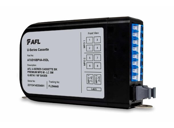 AFL U Kassett SM Fanout 2xMPO 8xLCD MPO (Male) Base-8 to LC (Blue), Pol F 