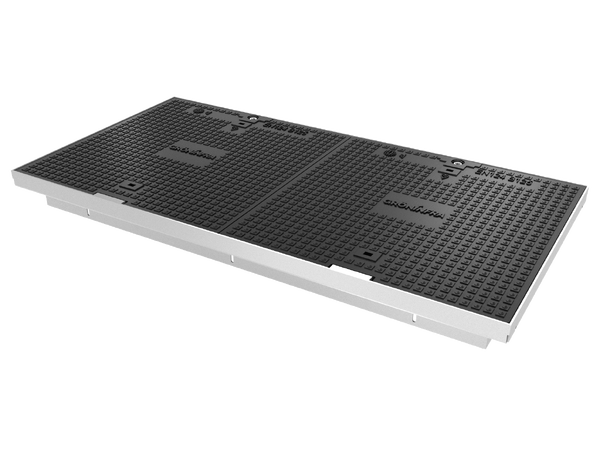 Gröninfra Gjutjärnslock 130x60 B125 Flytram 70mm, låsbar 
