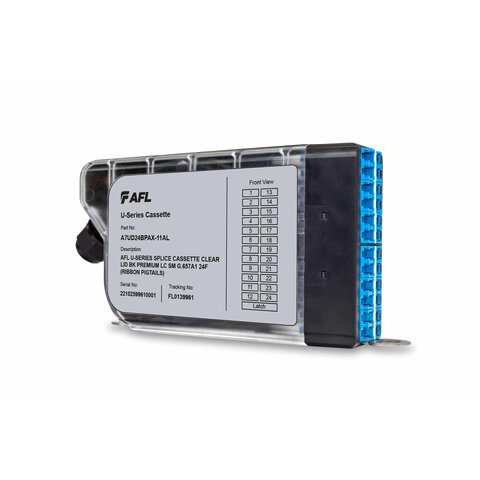 AFL U-Series Splice Cassette 24F SM LC G.657A1 (EZ Pigtails) Clear Lid