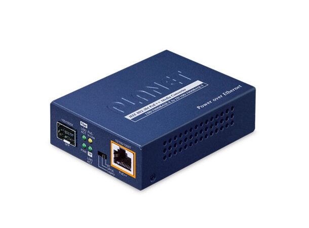 Converter  10/100/1000B/Tx to SFP IEEE802.3at PoE 60W 