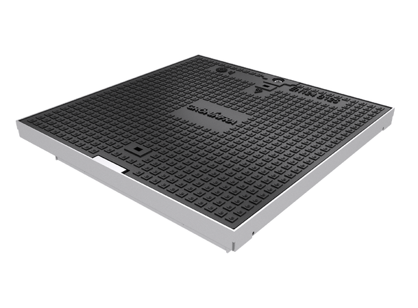 Gröninfra Gjutjärnslock 60x60 B125 Flytram 70mm, låsbar 