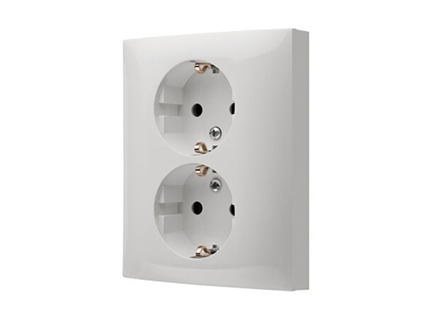 Vägguttag 2-vägs jord snabb Vit infälld Premium 