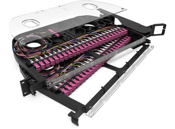 ECS PanelPivot 96F OM4 4xMPO/M-96LC/UPC 1HE 19" MPO Elite Base24 Pol A E.V 