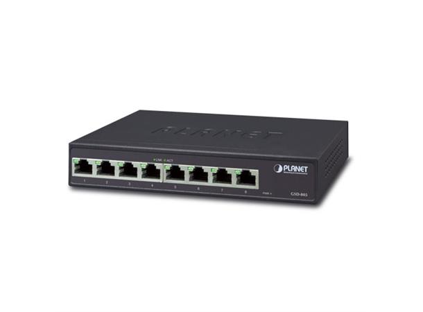 Switch  8-port 10/100/1000B/Tx Planet: intern power Desktop 