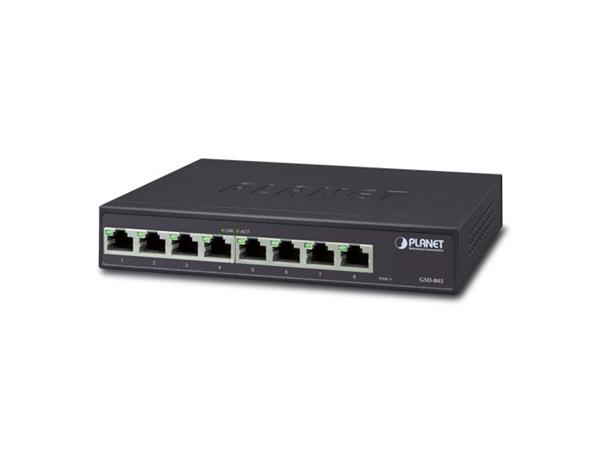 Switch  8-port 10/100/1000B/Tx Planet: intern power Desktop