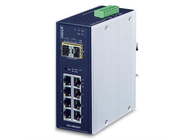 Industriell Switch 8-port 1000Tx+2xSFP Planet:  2x100/1000Base-X SFP IP30