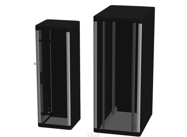 Enoc F1 golvskåp 600x1000x1000 svart 20HE Glasdörr 