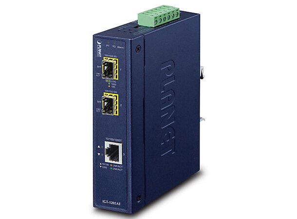 Converter Industrial 10/100/1000B-SFPx2 Planet: 100/1000/2500X SFP IP30 DIN 